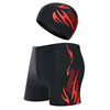 Swimming trunks swimming cap adult suit wholesale men's professional swimming supplies flame printed boxer shorts swimwear equipment