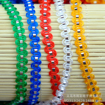 Spot Silver small curved lace stage accessories S-shaped colorful silver lace 8mm wide a bundle of 140 meters