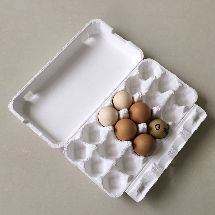 Spot White Pulp 18 Pieces Paper Pulp Egg Tray Fully Degradable Egg Carton Disposable Paper Egg Packaging Wholesale Paper Egg Tray