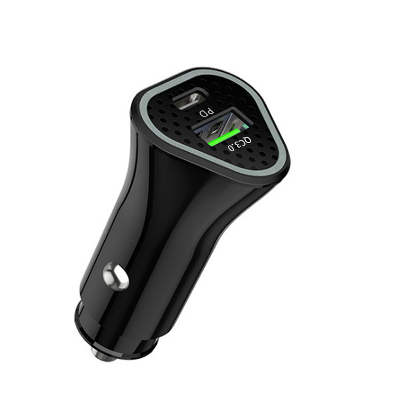 Cross-border car mobile phone charger dual PD30W fast charging for Android Apple flash charging small gang gun adapter