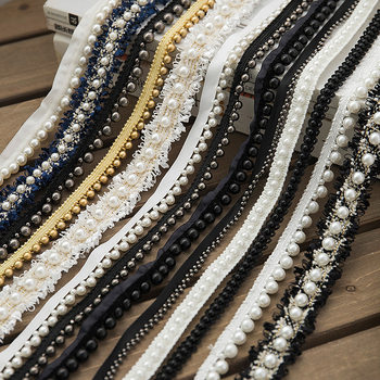 Factory Supply White Beads Lace Accessories Small Chanel Style Clothes Collar Skirt Pearl Decoration Width 1CM