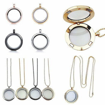 European and American Creative Openable Round Photo Frame Pendant Necklace Glossy Magnetic Buckle Ball Necklace Sweater Chain Men's and Women's Accessories