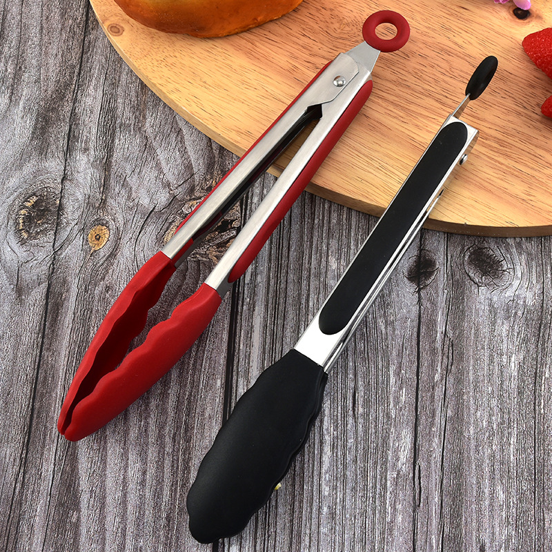 Silicone food clip BBQ Barbecue clip food clip stainless steel 9 inch food clip steak clip baking tools in stock