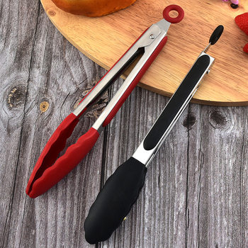 Silicone food clip BBQ Barbecue clip food clip stainless steel 9 inch food clip steak clip baking tools in stock