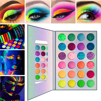 in stock wholesale luminous eye shadow dazzling fluorescent powder makeup plate flash eye shadow 24 color eye shadow without logo