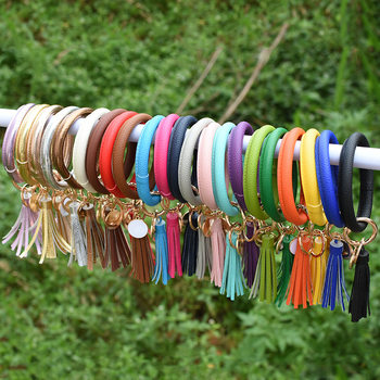 tie dye color new four! Pure leather tassel pendant bracelet bracelet ladies bracelet keychain pu