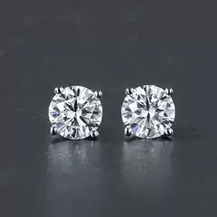 Plating pt950 Platinum Four Claw Imitation Zircon Earrings Female Male Eight Heart Eight Arrows Moissanite Simple Single Diamond Super Flash Internet Red