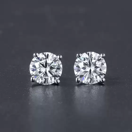 Plating pt950 Platinum Four Claw Imitation Zircon Earrings Female Male Eight Heart Eight Arrows Moissanite Simple Single Diamond Super Flash Internet Red