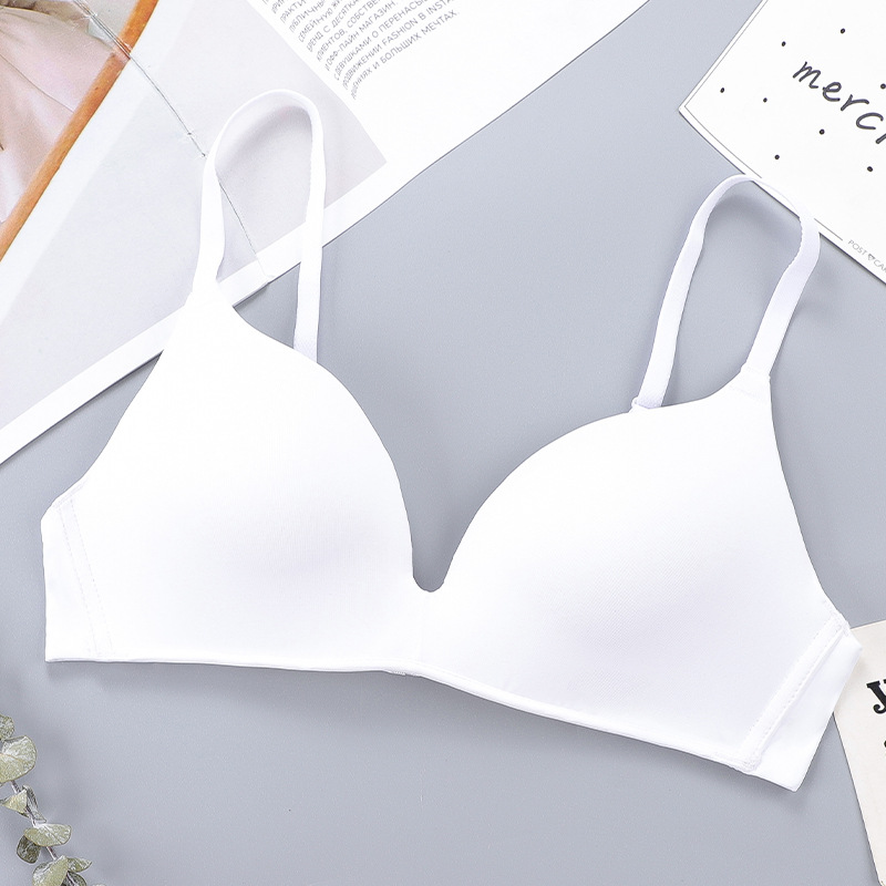 2023年法式新款内衣无钢圈文胸女超薄美背三角杯少女学生运动胸罩