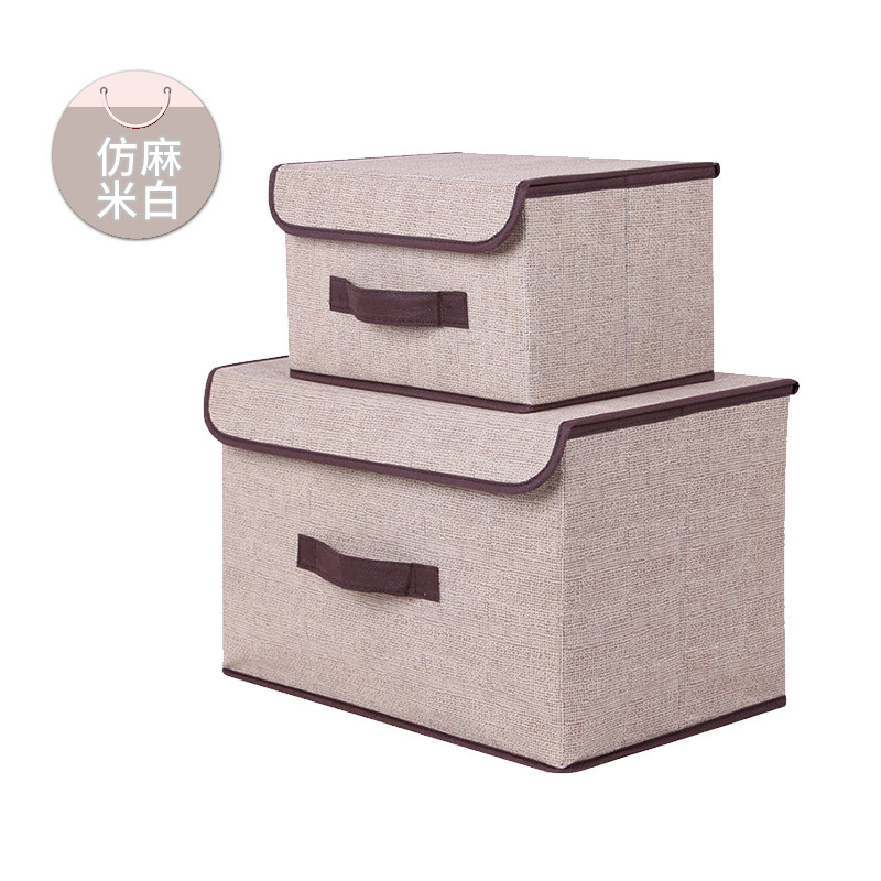 Imitation Linen Storage Box, Non-Woven Storage Box, Two-Piece Set, Clothing Storage Box, Makeup Storage Box