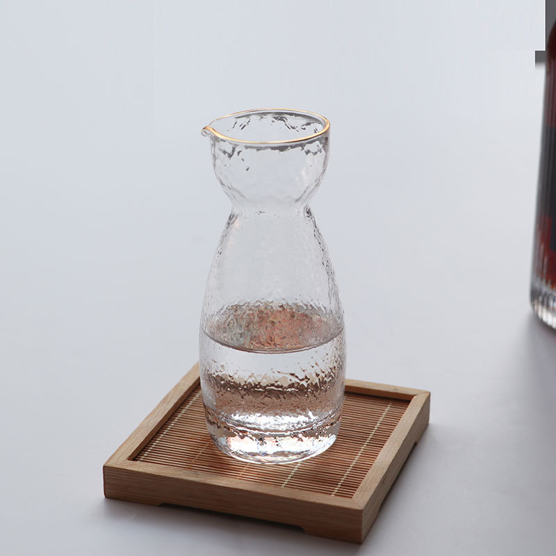 Japanese Hammered Sake Pot Glass Wine Warmer Set Household Warm Rice Wine Hot Pot White Wine Cup Ice Wine Set Ornaments