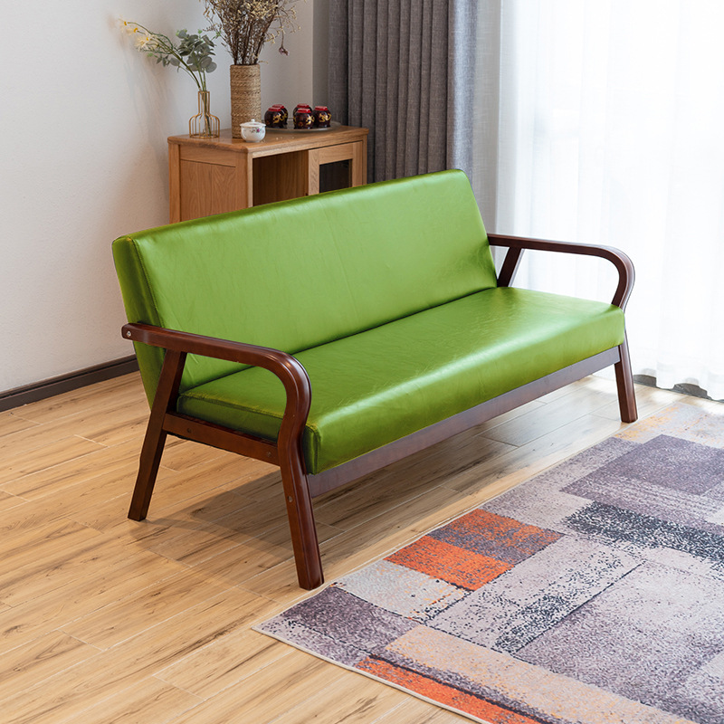 曲木扶手现代沙发新款田园布艺双人单人客厅实木日式简易沙发椅