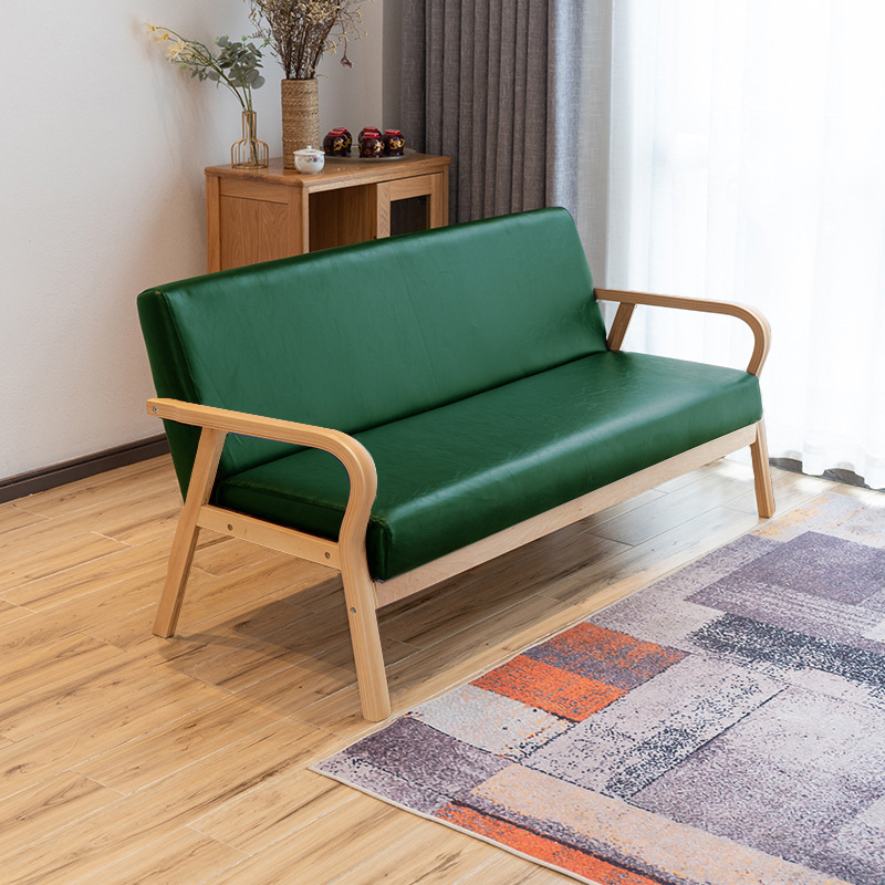 曲木扶手现代沙发新款田园布艺双人单人客厅实木日式简易沙发椅