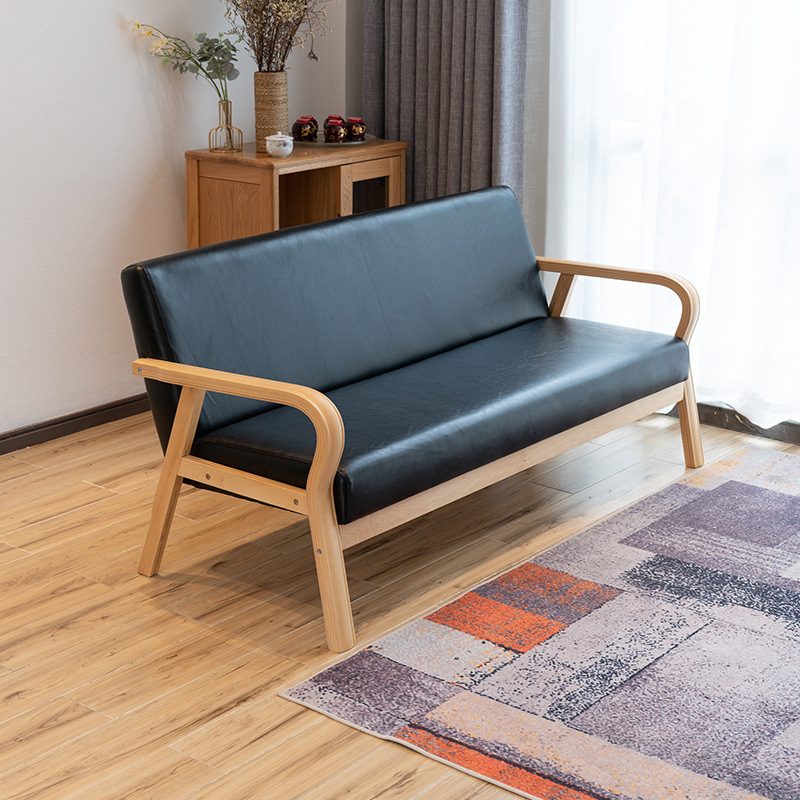 曲木扶手现代沙发新款田园布艺双人单人客厅实木日式简易沙发椅