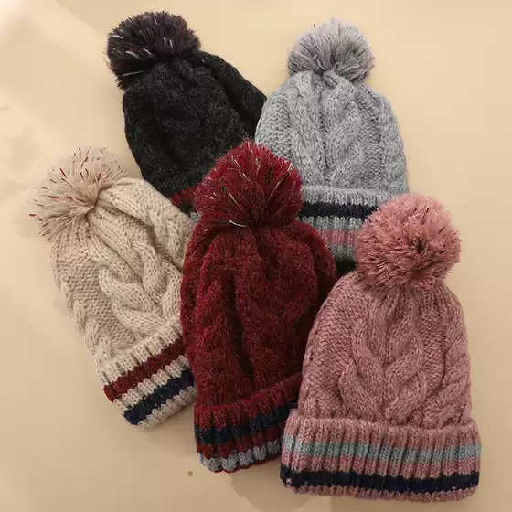 Winter Knit Beanie for Women Cute Thick Lined Warm Fur Pom Pom Hat with Ear Protection