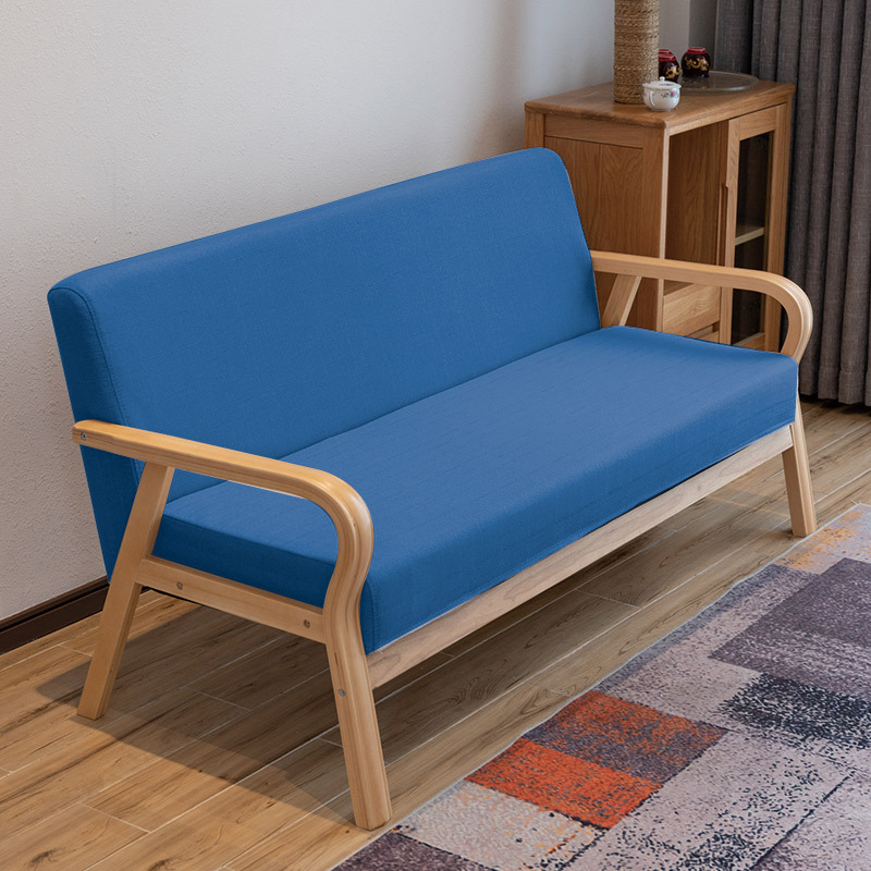 曲木扶手现代沙发新款田园布艺双人单人客厅实木日式简易沙发椅