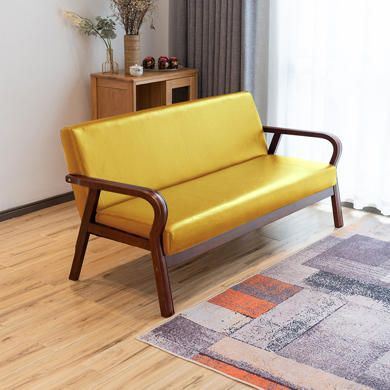 曲木扶手现代沙发新款田园布艺双人单人客厅实木日式简易沙发椅