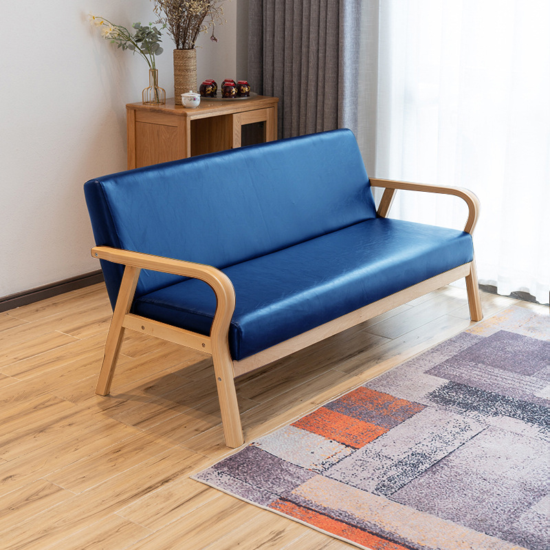 曲木扶手现代沙发新款田园布艺双人单人客厅实木日式简易沙发椅