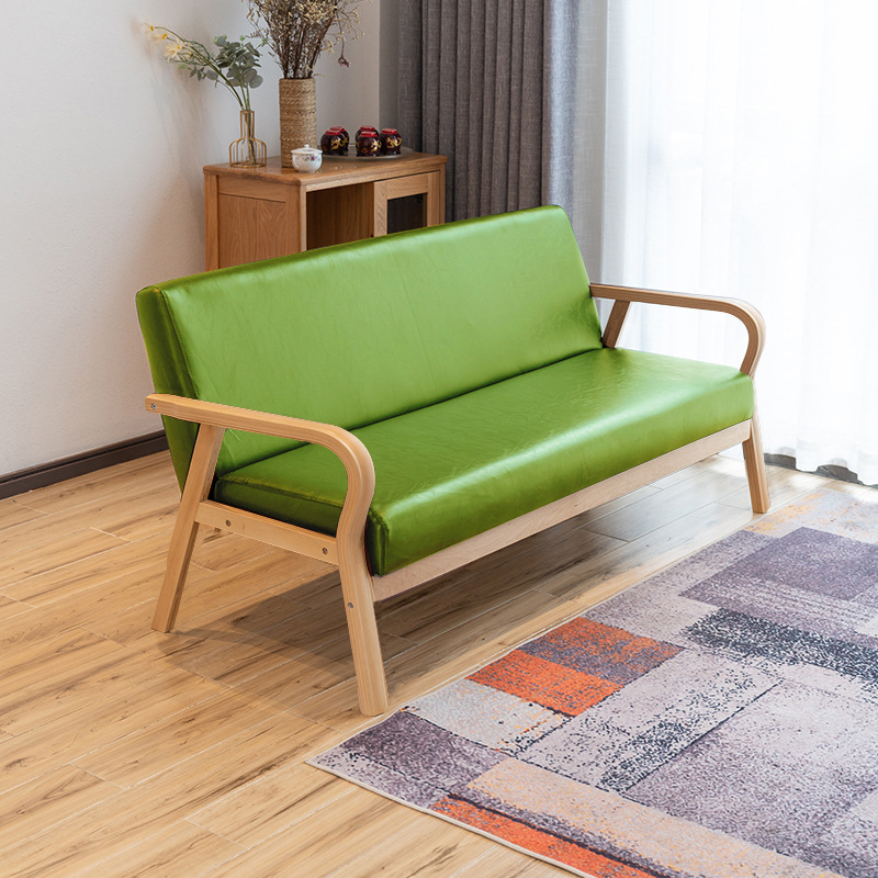 曲木扶手现代沙发新款田园布艺双人单人客厅实木日式简易沙发椅