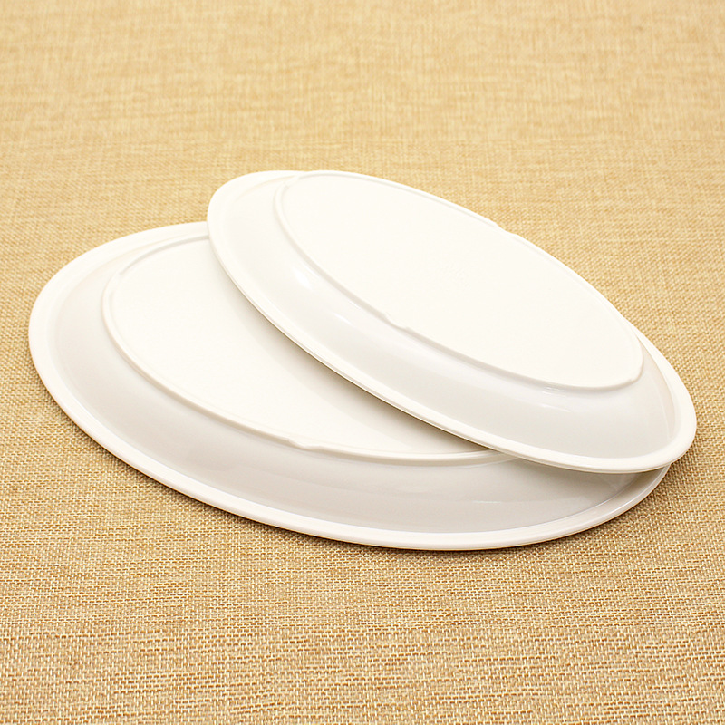 A5 White Imitation Porcelain Fish Plate Dan Plate Oval Flat Plate Foreign Trade Plastic Plate Hot Pot Lettuce Plate melamine Tableware Plate