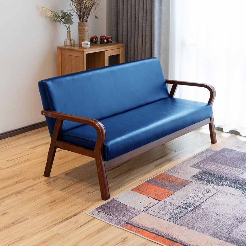 曲木扶手现代沙发新款田园布艺双人单人客厅实木日式简易沙发椅