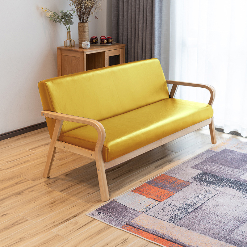 曲木扶手现代沙发新款田园布艺双人单人客厅实木日式简易沙发椅