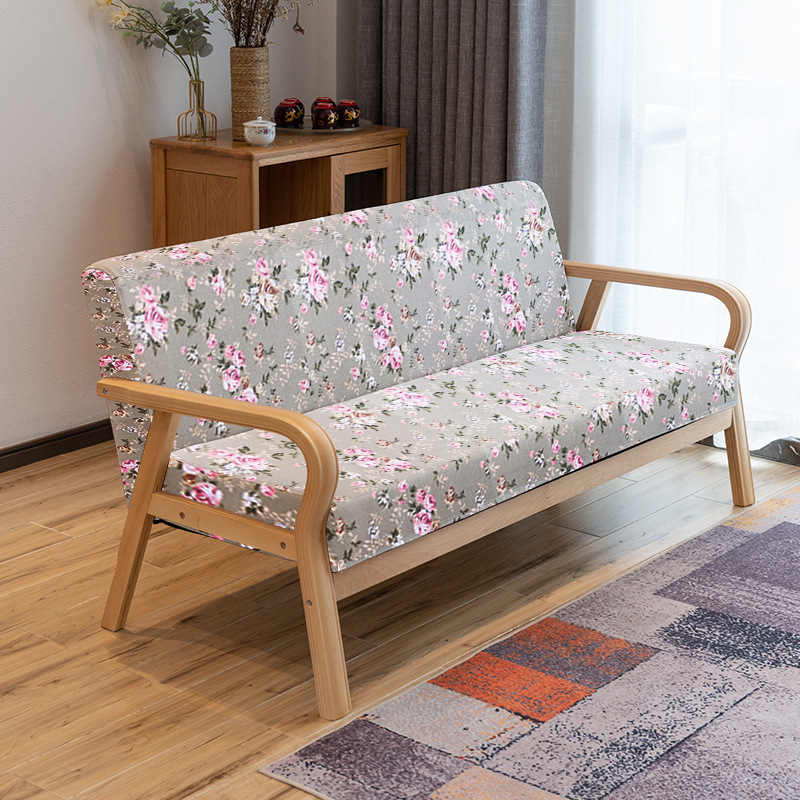 曲木扶手现代沙发新款田园布艺双人单人客厅实木日式简易沙发椅
