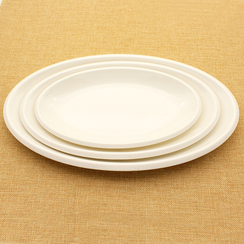 A5 White Imitation Porcelain Fish Plate Dan Plate Oval Flat Plate Foreign Trade Plastic Plate Hot Pot Lettuce Plate melamine Tableware Plate