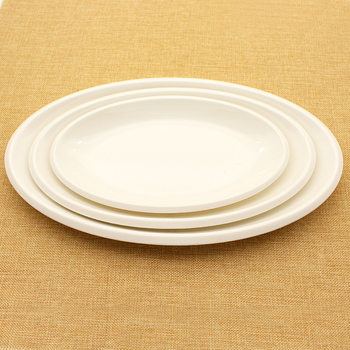 A5 White Imitation Porcelain Fish Plate Dan Plate Oval Flat Plate Foreign Trade Plastic Plate Hot Pot Lettuce Plate melamine Tableware Plate