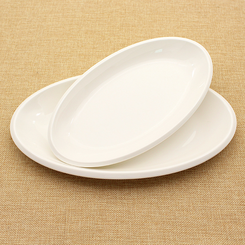 A5 White Imitation Porcelain Fish Plate Dan Plate Oval Flat Plate Foreign Trade Plastic Plate Hot Pot Lettuce Plate melamine Tableware Plate