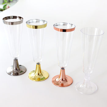 Disposable Champagne Glass Red Wine Glass Party Party Decoration Cocktail Glass Gold and Silver Rose Gold Plastic Tall Glass