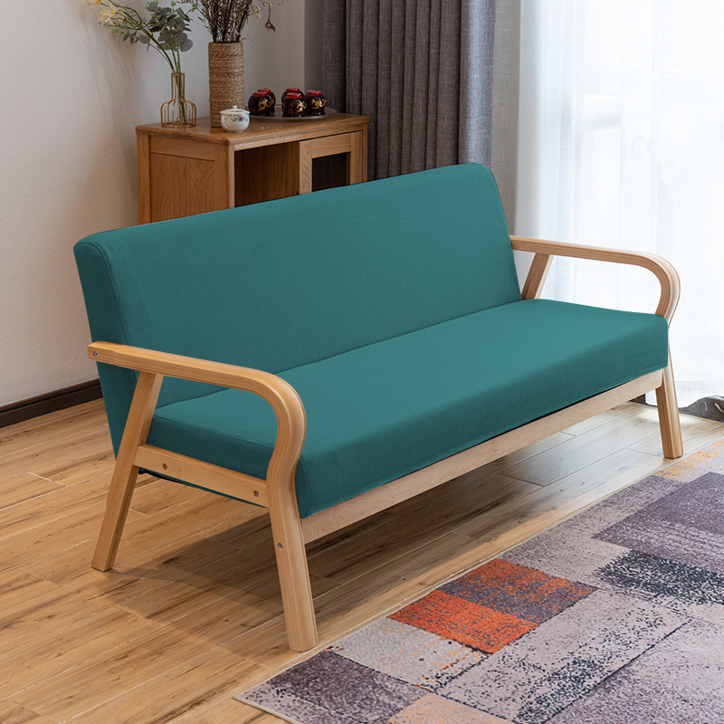 曲木扶手现代沙发新款田园布艺双人单人客厅实木日式简易沙发椅