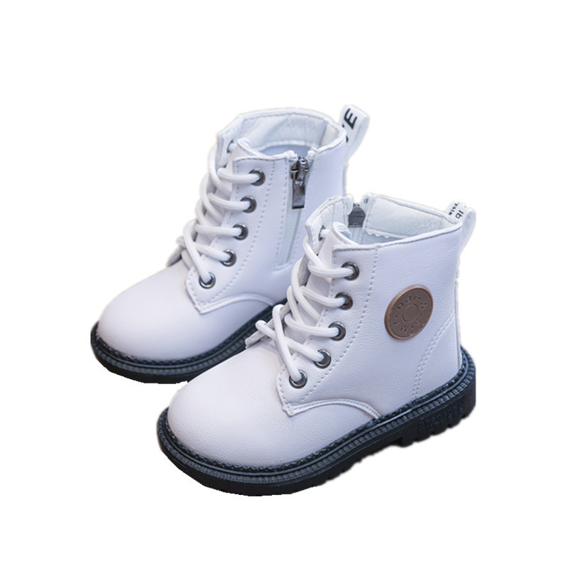 2025 Autumn and Winter Cotton Boots Soft Sole Leather Boots Children's Martin Boots Waterproof British Style Boys' Short Boots Girls' Boots Wholesale