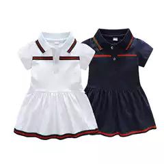 Clearance Summer Baby Dress Cotton Lapel Children's Dress Newborn Clothes 9 Months -3 Years Old