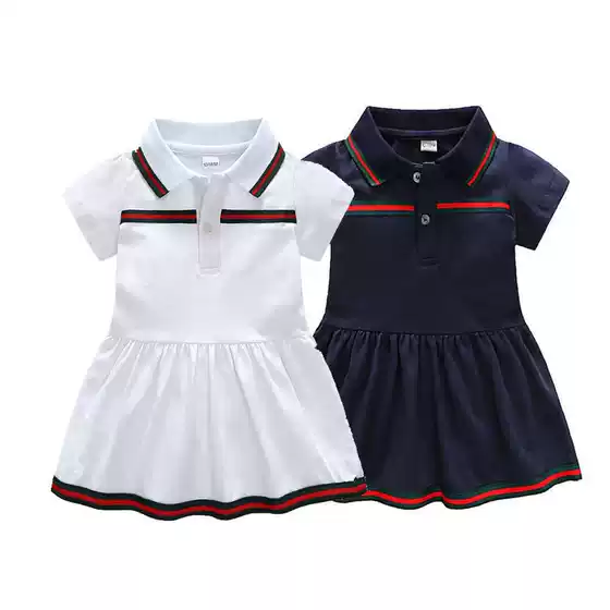 Clearance Summer Baby Dress Cotton Lapel Children's Dress Newborn Clothes 9 Months -3 Years Old
