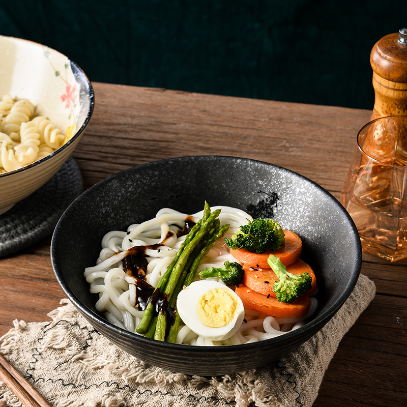 Creative Japanese-style Ceramic Bowl Underglaze Color Hand-painted 8-inch Noodle Bowl Soup Bowl Large Bucket Bowl Household Tableware Bowl