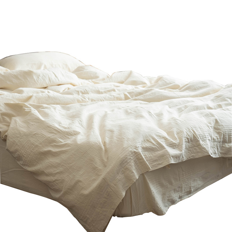 Class A Maternal and Infant Grade 60s Bed Four-piece Set Cotton Washed Cotton White Quilt Cover Bed Sheet Homestay Hotel Three-piece Set