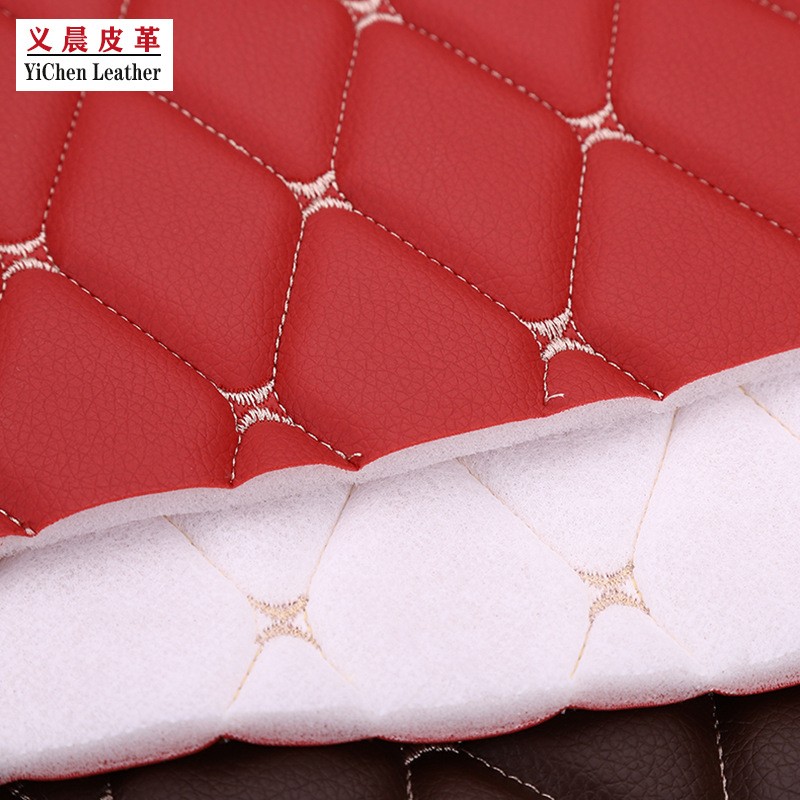 Embroidered Soft Bag Car Interior Ceiling Foot Pad Thickened Artificial Leather Fabric Embroidered Soft Bag Hard Bag Decorative Leather