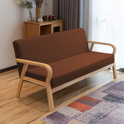 曲木扶手现代沙发新款田园布艺双人单人客厅实木日式简易沙发椅