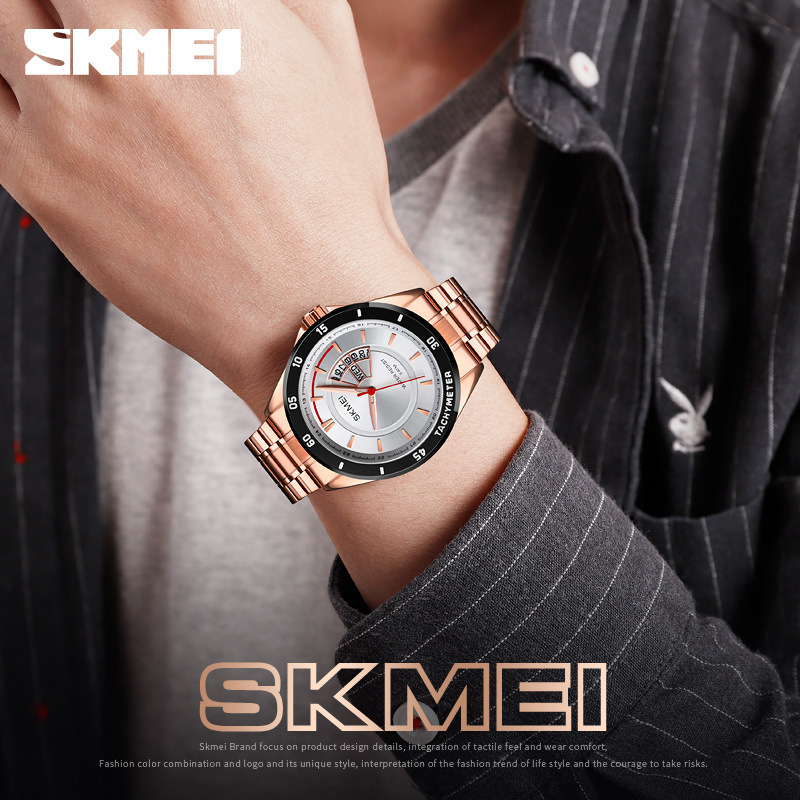 Time beauty fashion Men's quartz watch calendar week personality sun shading dial business waterproof watch men