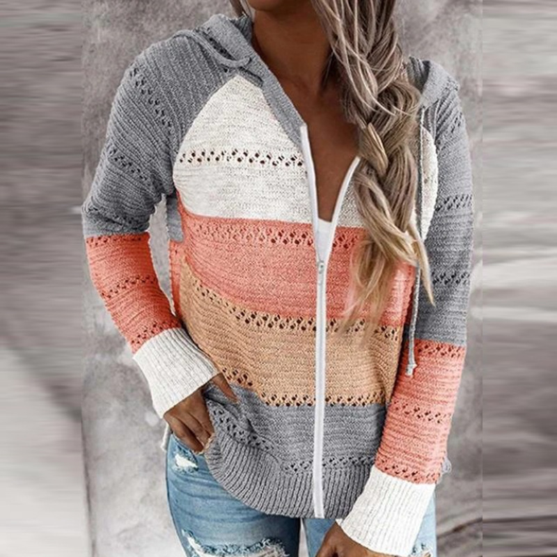 Striped Hooded Sweater Autumn Winter Style Comfortable Fabric Trendy Design Wholesale Available