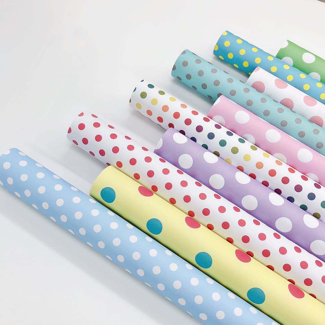 Wholesale polka dot Plaid universal gift wrapping paper small fresh wallpaper cute book cover gift box birthday 80g
