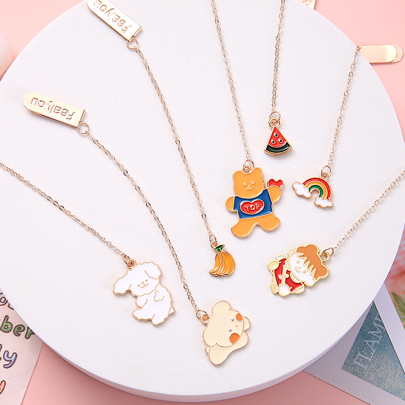Korean Creative Cartoon Metal Pendant Bookmark Handbook Decorative Cute Small Pendant Pendant Student Clip Bookmark Women