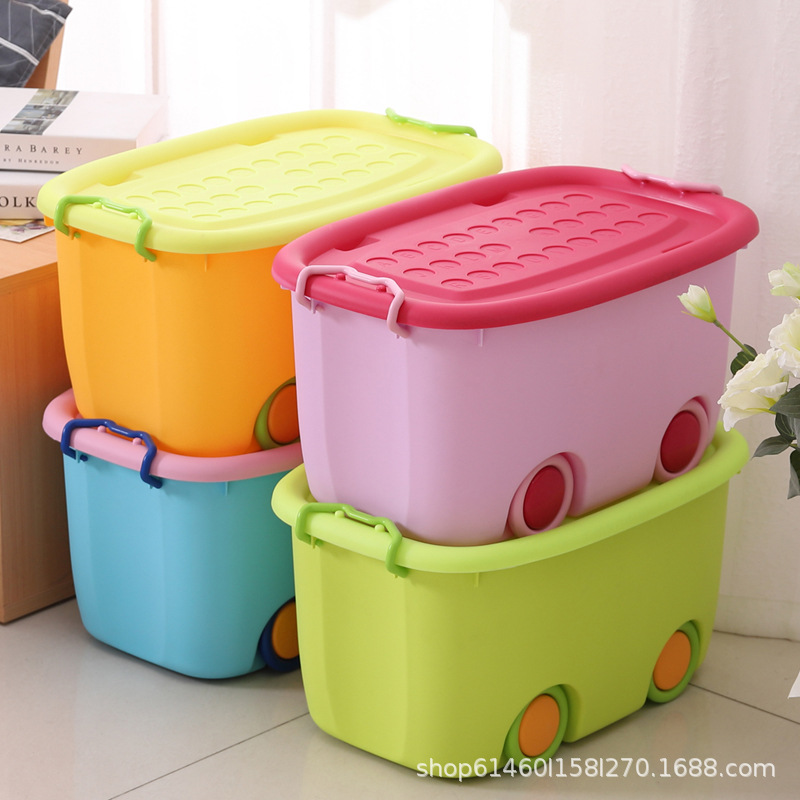 Pulley Cartoon Children's Toy Storage Box Clothing Snack Organizer Box Daily Necessities Storage Box Movable
