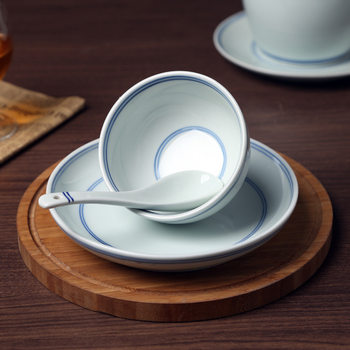 Manufacturer Wholesale Jingdezhen Ceramic Table Four-Piece Set Hand-Painted Blue Thread Dish Set Commercial Printed Logo