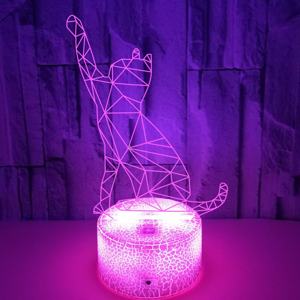 Creative Nordic style waving cat 3D lamp USB night light 3d night light cat night light Wholesale