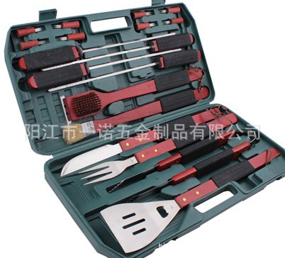 [Professional Quality] Supply Bbq Barbecue Tool Set Aluminum Box Barbecue Fork Shovel Brush Clip Bbq Combination Grill Tools