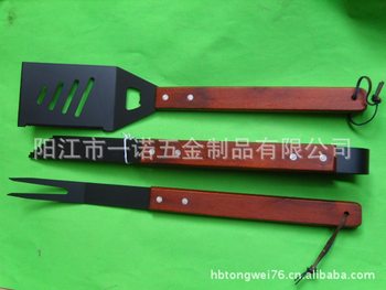 P-011Eb Wooden Handle Spray Non-Stick Paint Bbq Grill Rosewood Handle Barbecue Tool Shovel Fork Shovel Clip