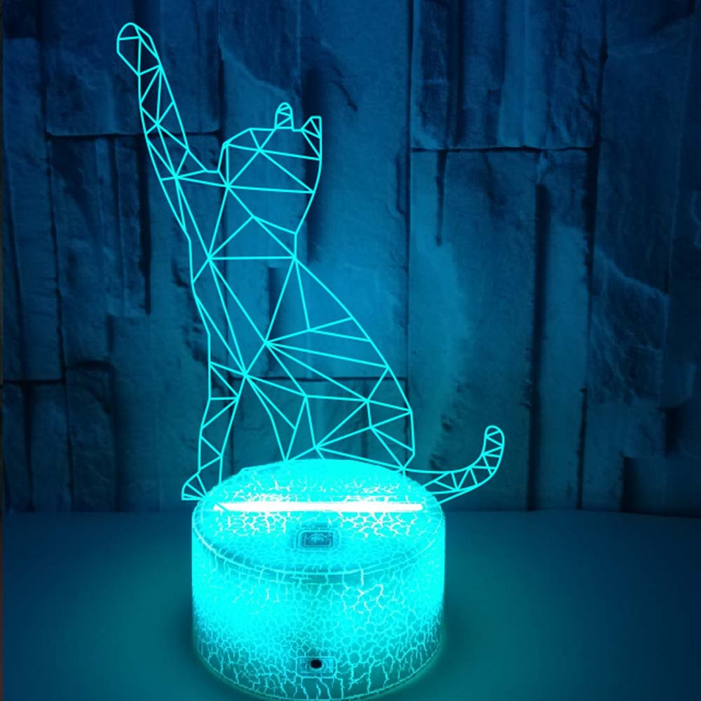 Creative Nordic style waving cat 3D lamp USB night light 3d night light cat night light Wholesale