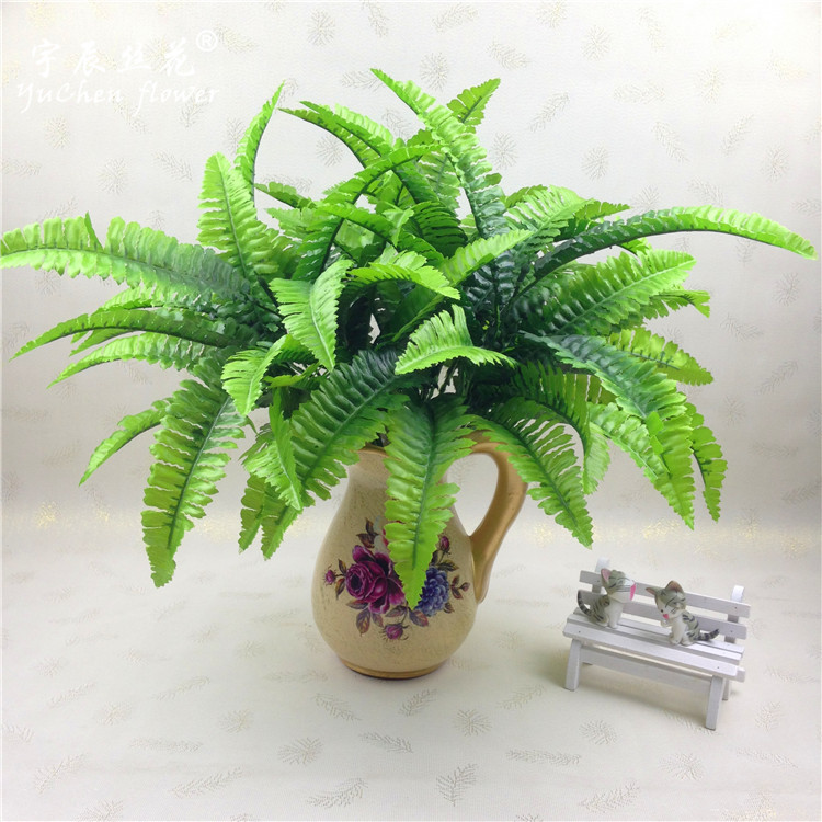 厂家批发 7叉21叶小波斯叶仿真波斯草仿真花蕨叶把束仿真植物墙